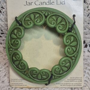Green Decorative Jar Candle Lid Topper- Scrolled Floral Ring